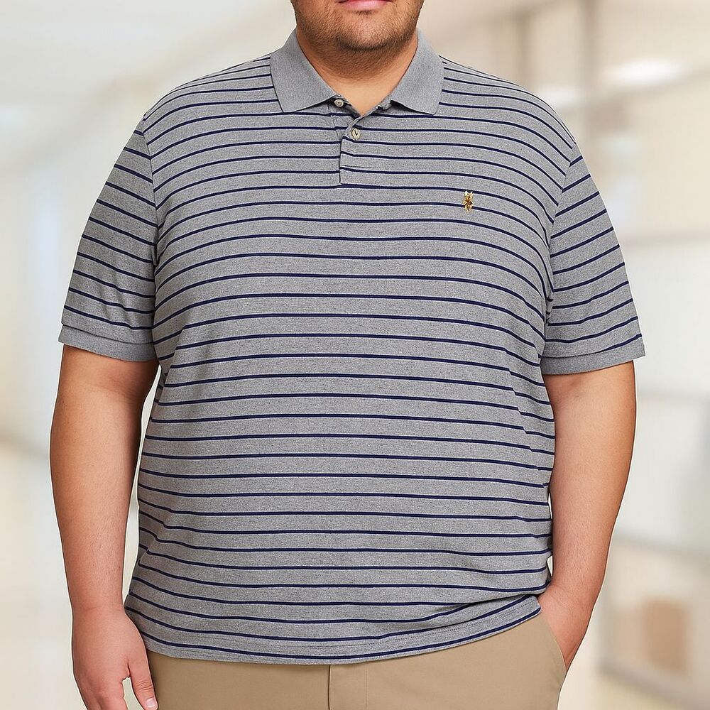 Polo Ralph Lauren Polo Shirt Men XXL Classic Fit Striped Pima Cotton Flesh Pony